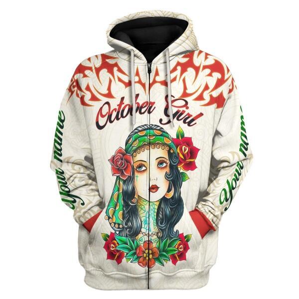 CustomsPig Personalized Hoodie October Girl I Do What I Want All Over Printed