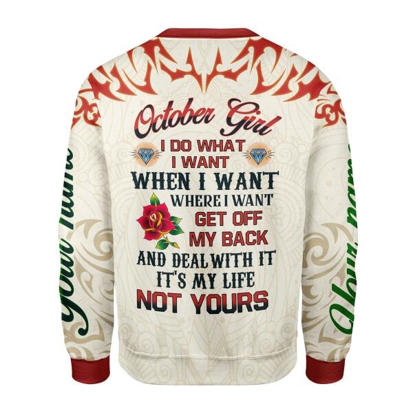 CustomsPig Personalized Ugly Sweater October Girl I Do What I Want All Over Printed