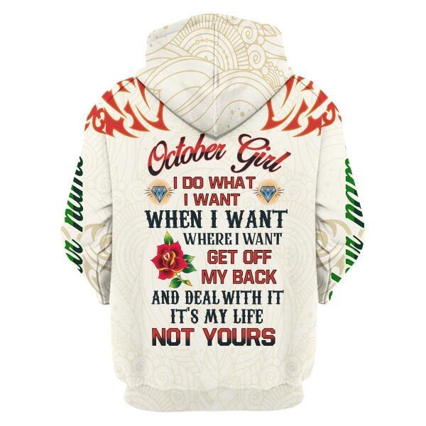CustomsPig Personalized Tops October Girl I Do What I Want All Over Printed