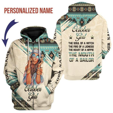 CustomsPig Personalized Zip Hoodie October All Over Printed