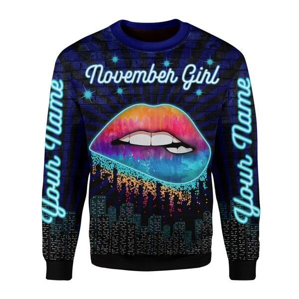 CustomsPig Personalized Ugly Sweater November Girl All Over Printed