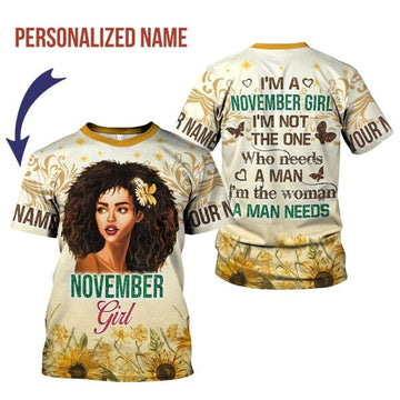 CustomsPig Personalized T-shirt November Girl All Over Printed