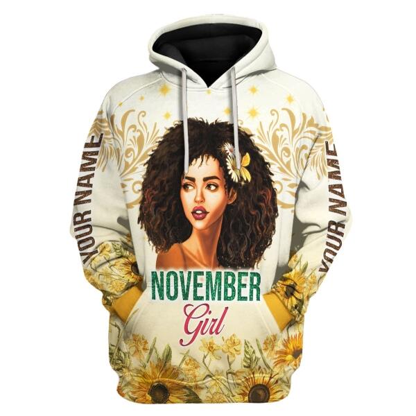CustomsPig Personalized Hoodie November Girl All Over Printed