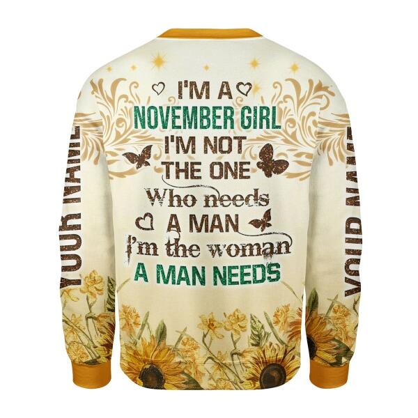 CustomsPig Personalized Ugly Sweater November Girl All Over Printed