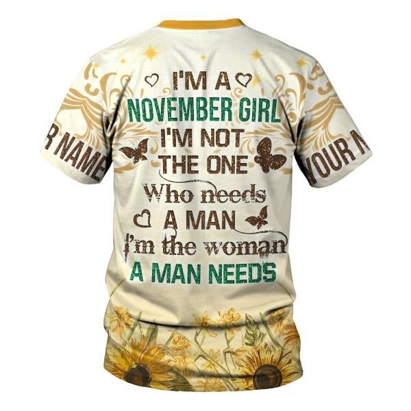 CustomsPig Personalized Tops November Girl All Over Printed