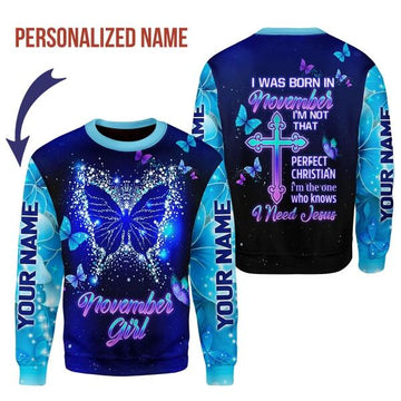 CustomsPig Personalized Ugly Sweater November Girl All Over Printed