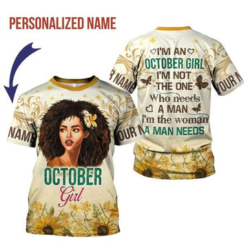CustomsPig Personalized T-shirt October Girl All Over Printed