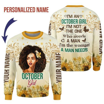 CustomsPig Personalized Ugly Sweater October Girl All Over Printed