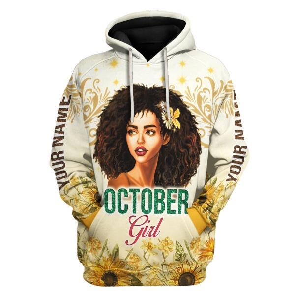 CustomsPig Personalized Hoodie October Girl All Over Printed