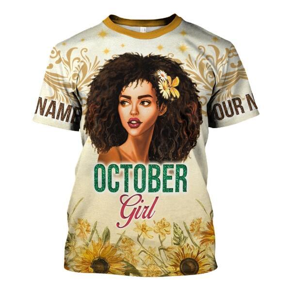 CustomsPig Personalized Tops October Girl All Over Printed