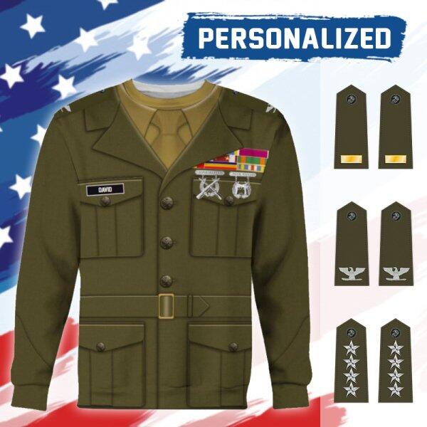 HumansBold Unisex Sweatshirt U.S Marine Corps Green Service Uniform 3D Uniform-Officer