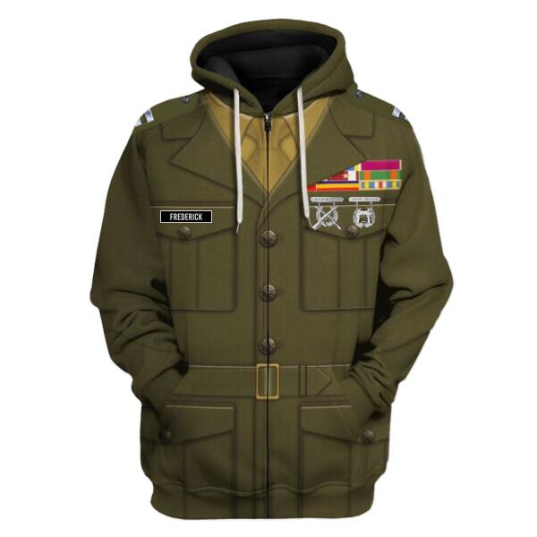 HumansBold Unisex Zip Hoodie U.S Marine Corps Green Service Uniform 3D Uniform-Officer