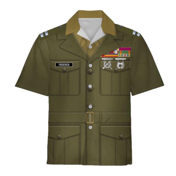 HumansBold Unisex Hawaiian Shirt U.S Marine Corps Green Service Uniform 3D Uniform-Officer