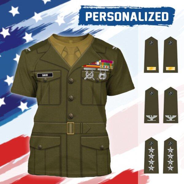 HumansBold Unisex T-Shirt U.S Marine Corps Blue Service Uniform 3D Uniform-Officer