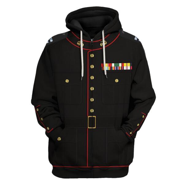 HumansBold Unisex Zip Hoodie U.S Marine Corps Blue Service Uniform 3D Uniform-Officer