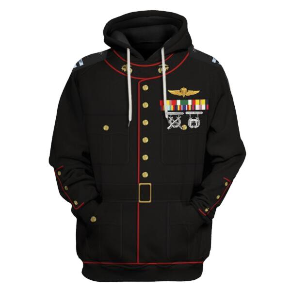 HumansBold Unisex Hoodie U.S Marine Corps Blue Service Uniform 3D Uniform-Officer