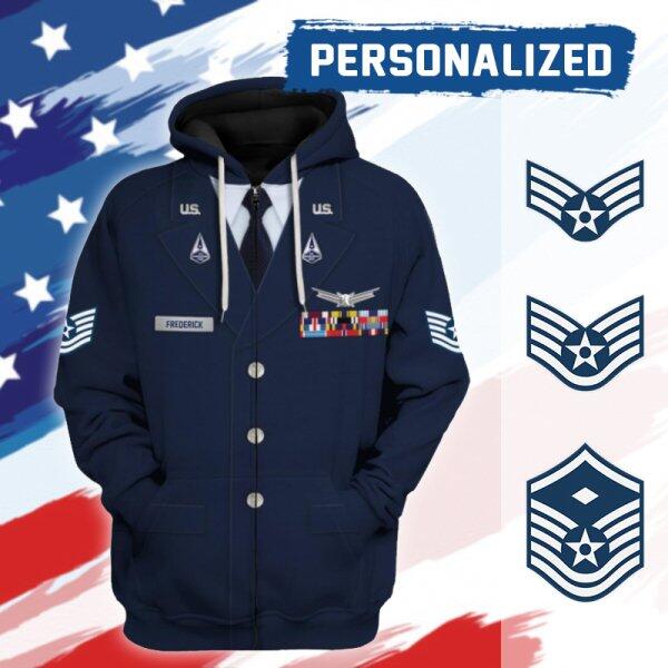 HumansBold Unisex Zip Hoodie U.S Space Force Service Dress 3D Uniform-Enlisted