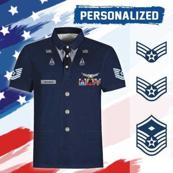 HumansBold Unisex Polo Shirt U.S Space Force Service Dress 3D Uniform-Enlisted