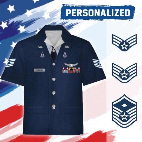 HumansBold Unisex Hawaiian Shirt U.S Space Force Service Dress 3D Uniform-Enlisted