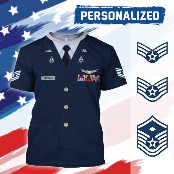 HumansBold Unisex T-Shirt U.S Space Force Service Dress 3D Uniform-Enlisted
