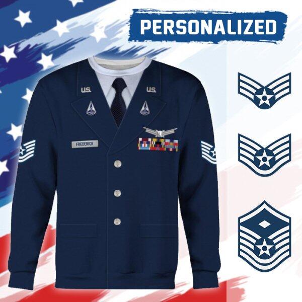 HumansBold Unisex Sweatshirt U.S Space Force Service Dress 3D Uniform-Enlisted