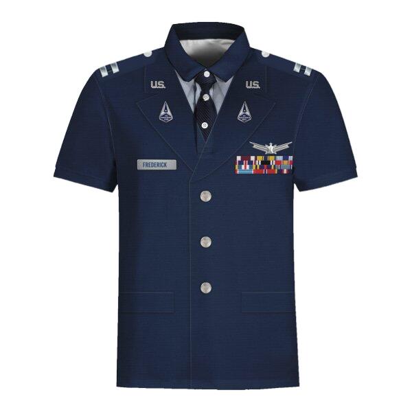 HumansBold Unisex Polo Shirt U.S Space Force Service Dress (Class A) 3D Uniform-Officer