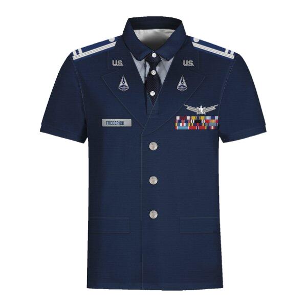 HumansBold Unisex Polo Shirt U.S Space Force Service Dress 3D Uniform-Officer