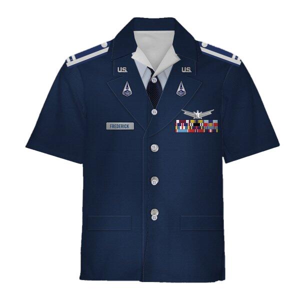 HumansBold Unisex Hawaiin Shirt U.S Space Force Service Dress 3D Uniform-Officer