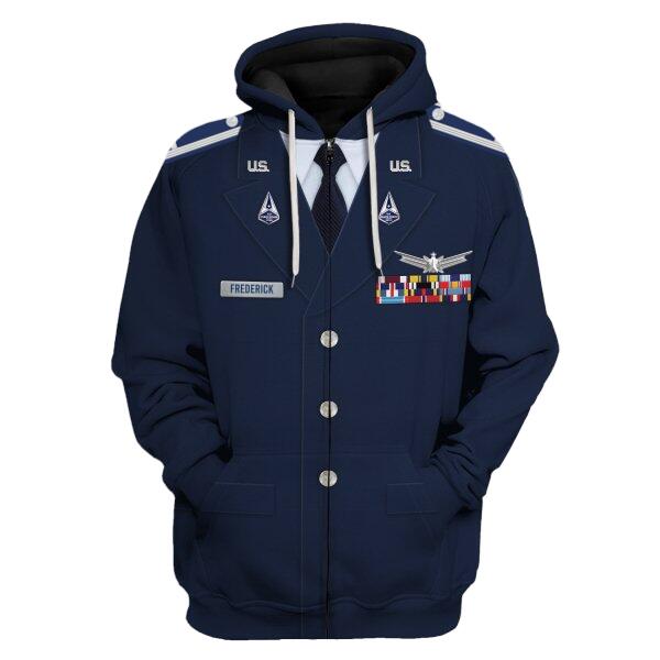 Personalize Name U.S Space Force Service Dress 3D Uniform-Officer  Unisex Zip Hoodie