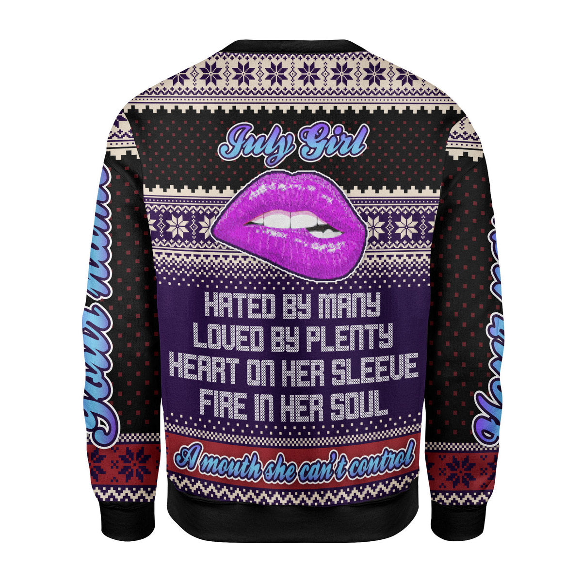 CustomsPig Personalized Ugly Sweater A Queen Was Born In July All Over Printed