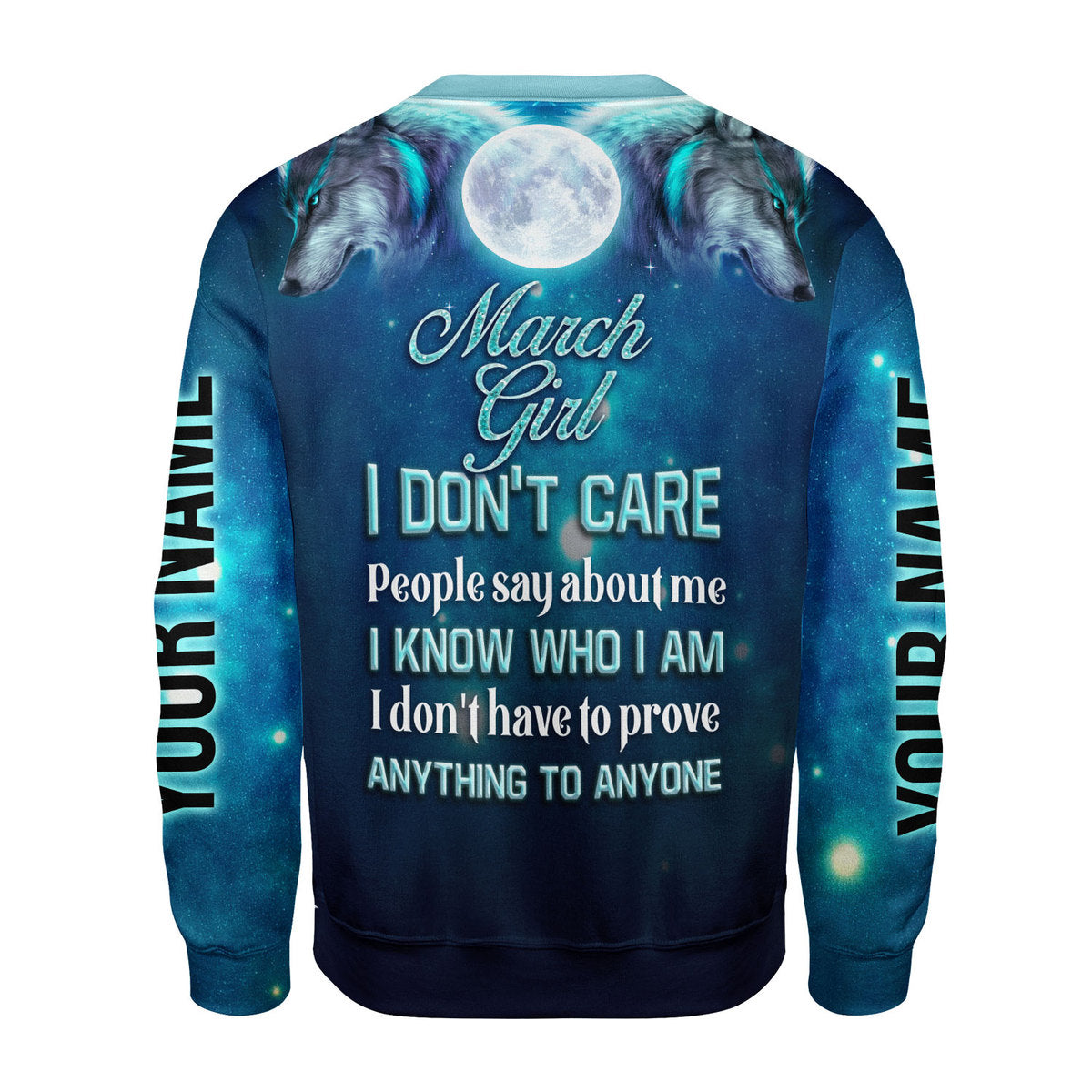 CustomsPig Personalized Ugly Sweater March Girl I Don't Care All Over Printed