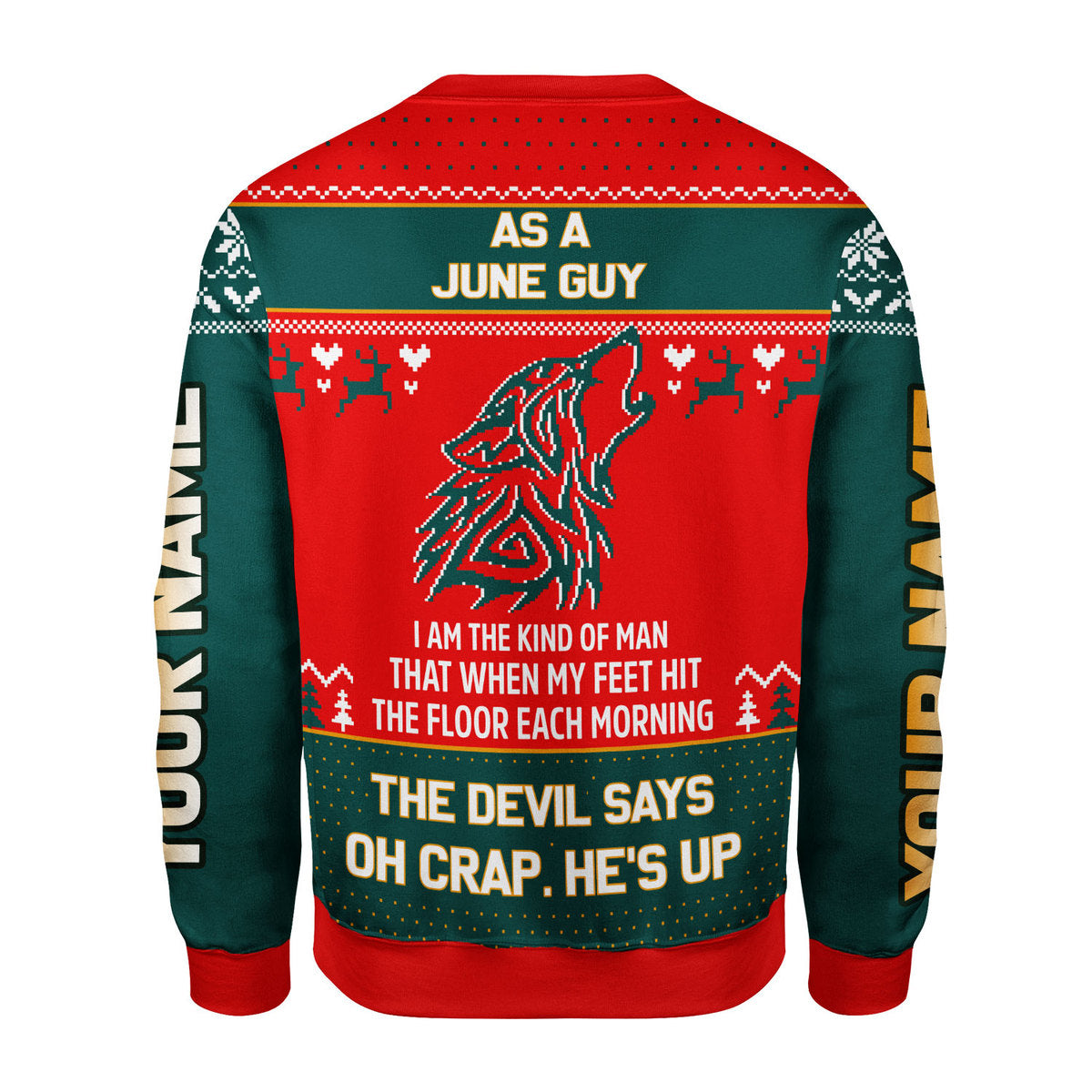 CustomsPig Personalized Ugly Sweater June Guy All Over Printed