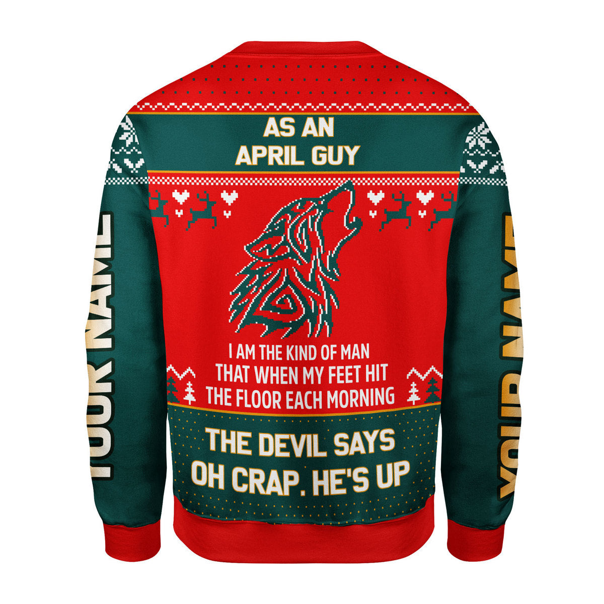 CustomsPig Personalized Ugly Sweater April Guy All Over Printed