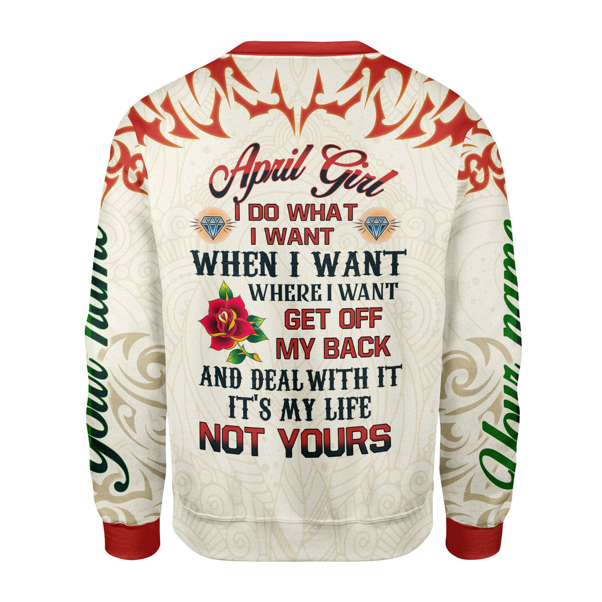 CustomsPig Personalized Ugly Sweater April Girl I Do What I Want All Over Printed