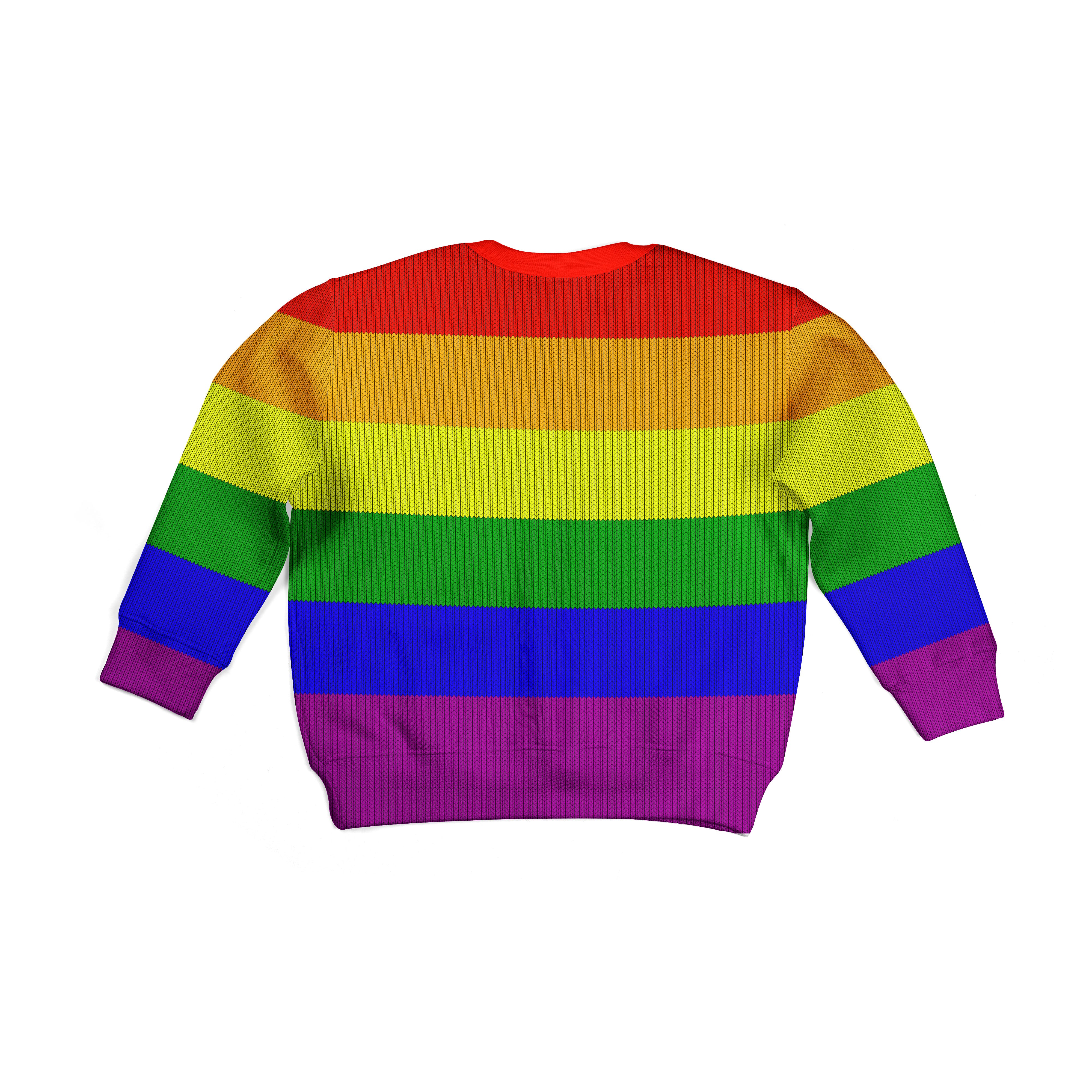 Customspig Kid Ugly Christmas Sweater Rainbow Flag LGBTQ+ 3D Apparel