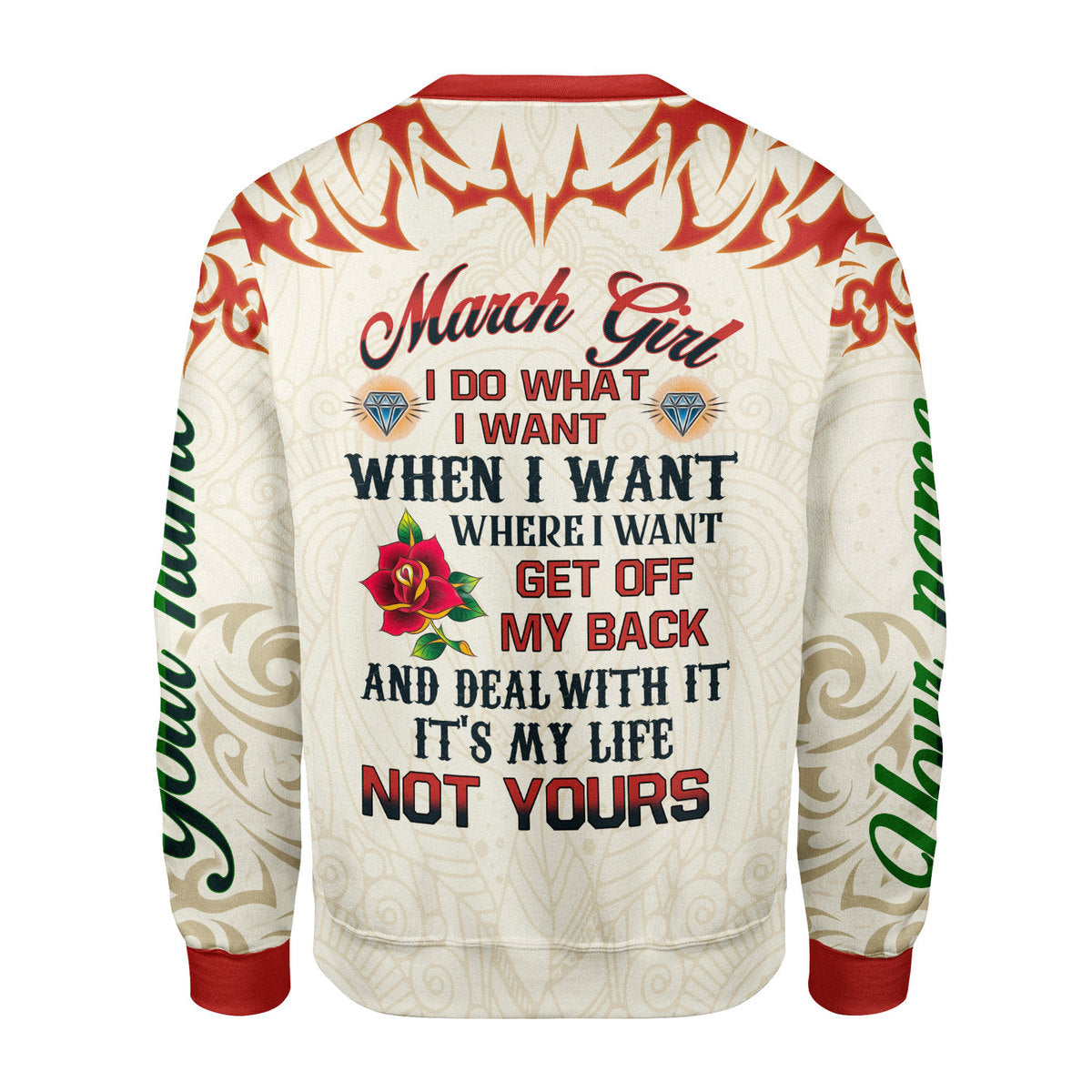 CustomsPig Personalized Ugly Sweater March Girl I Do What I Want All Over Printed