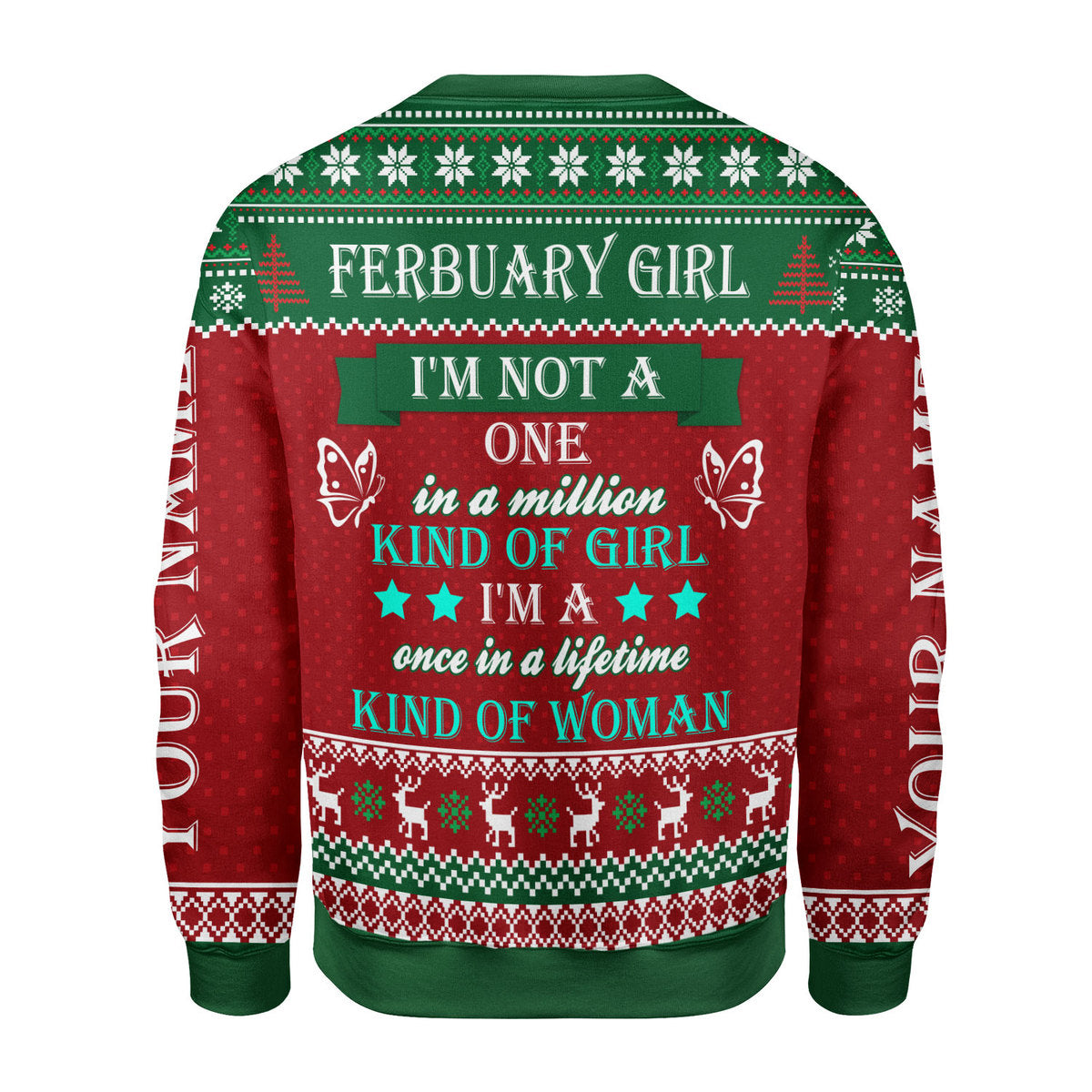 CustomsPig Personalized Ugly Sweater February Girl All Over Printed