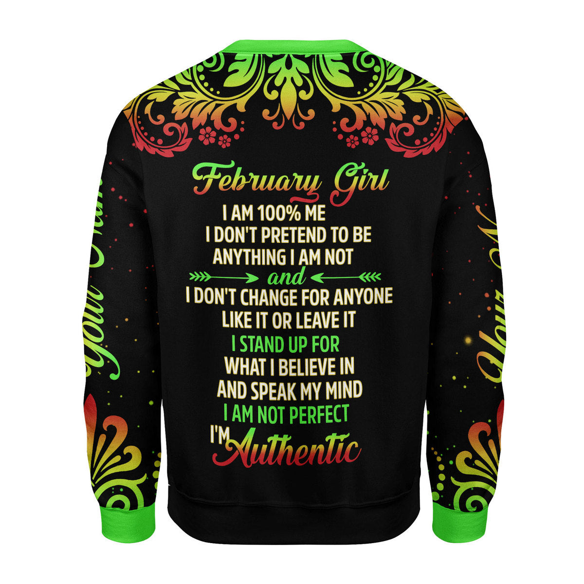 CustomsPig Personalized Ugly Sweater February Girl I Am 100% Me All Over Printed