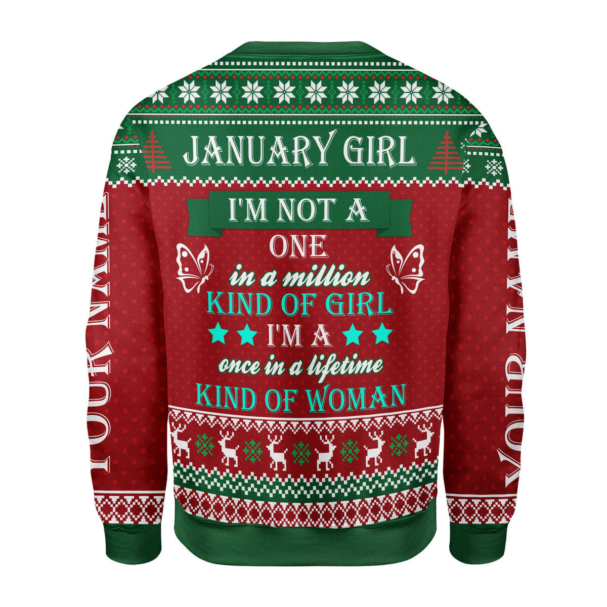 CustomsPig Personalized Ugly Sweater January Girl All Over Printed