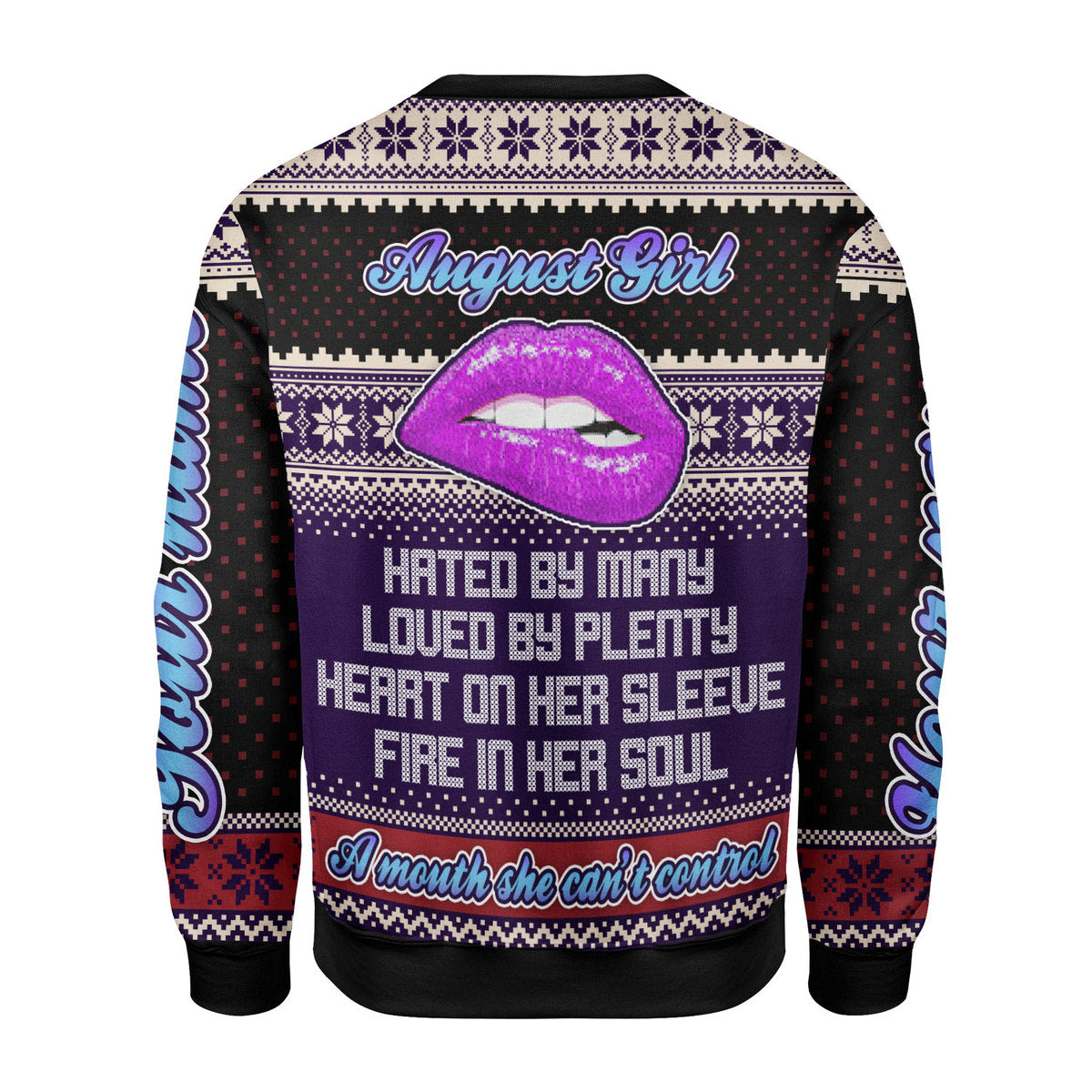 CustomsPig Personalized Ugly Sweater A Queen Was Born In August All Over Printed