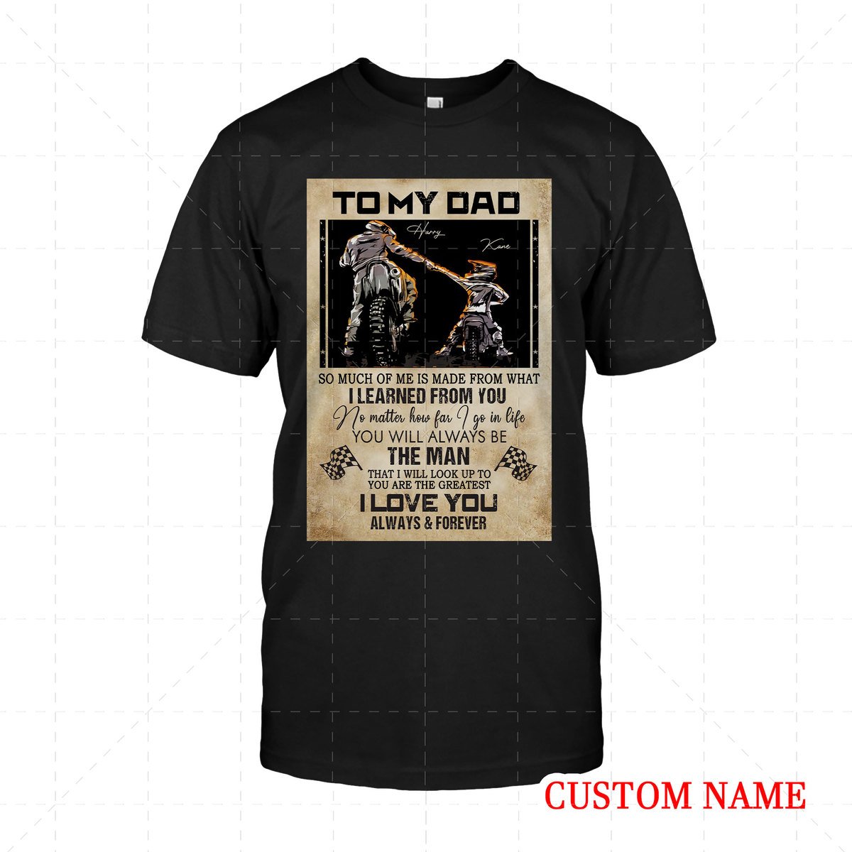 Personalized 2D T-Shirt - Father Rider And Son