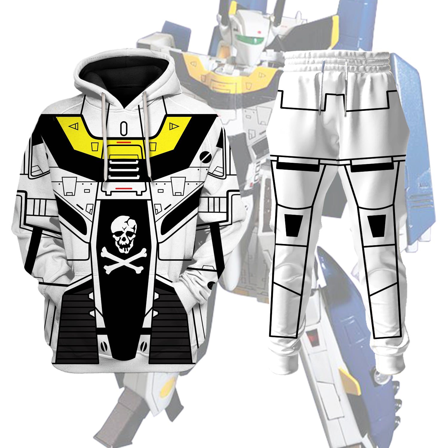 CustomsPig Robotech Skull One Valkyrie Costumes Hoodie Sweatshirt T-shirt Tracksuit