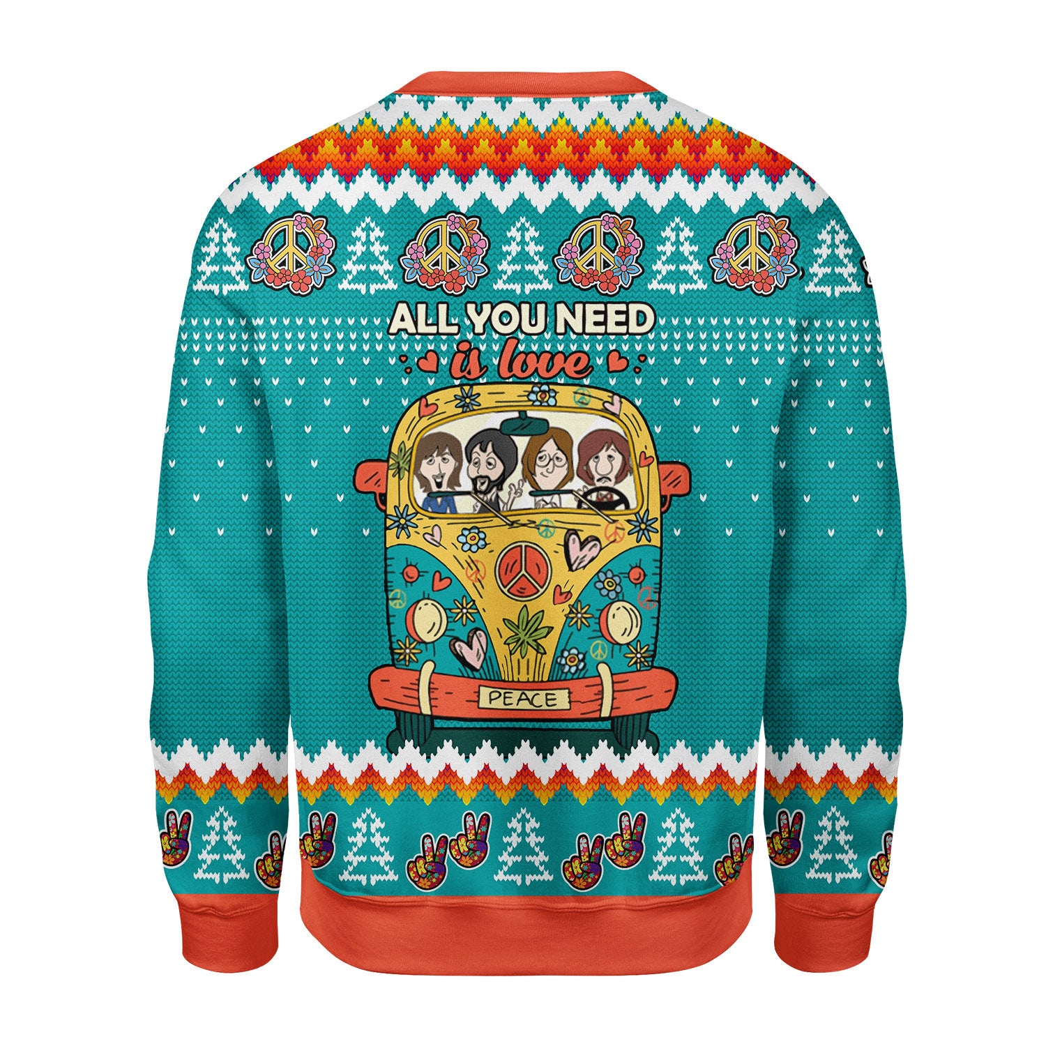Customspig Christmas Sweater All You Need Is Love Hippie 3D Apparel