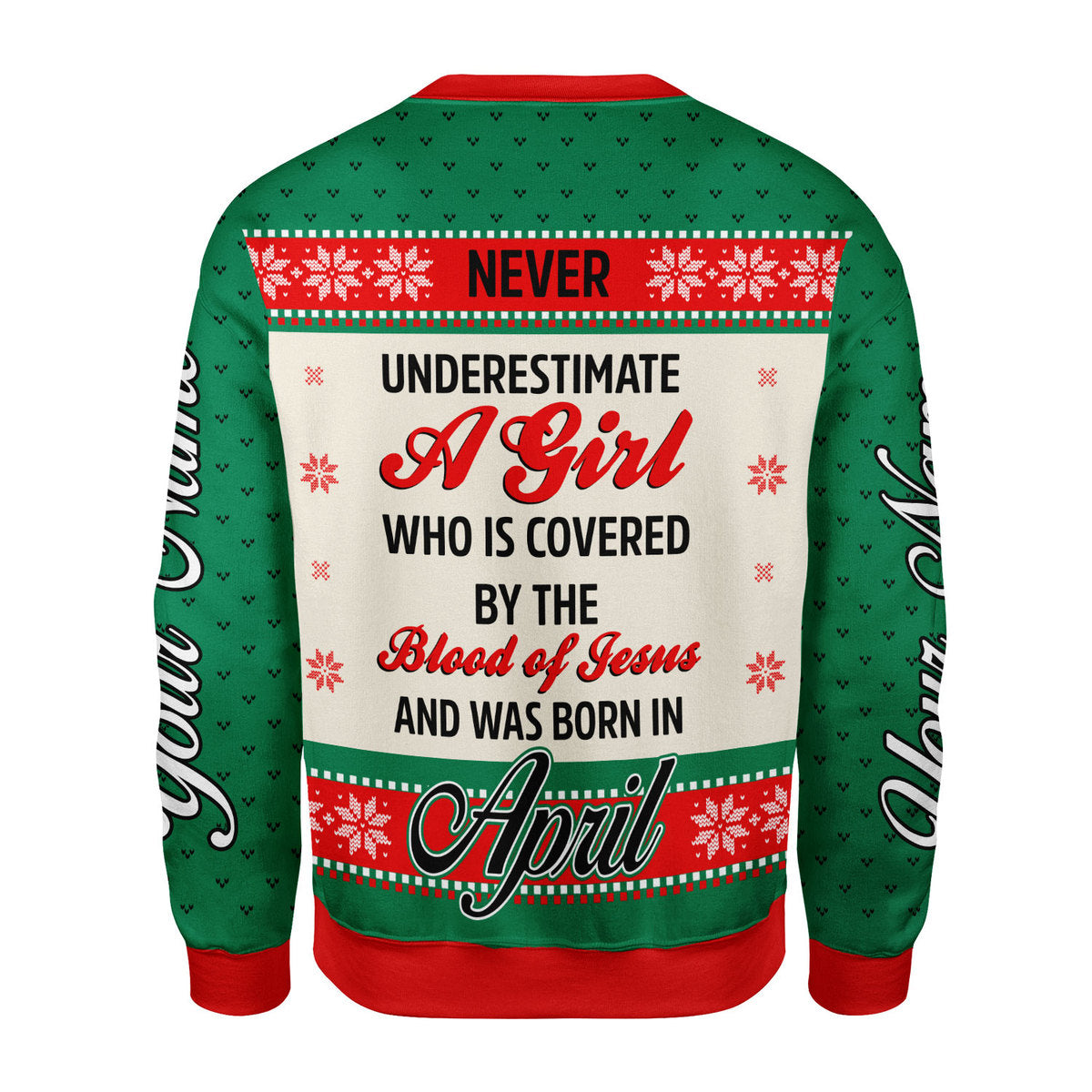CustomsPig Personalized Ugly Sweater April Girl All Over Printed