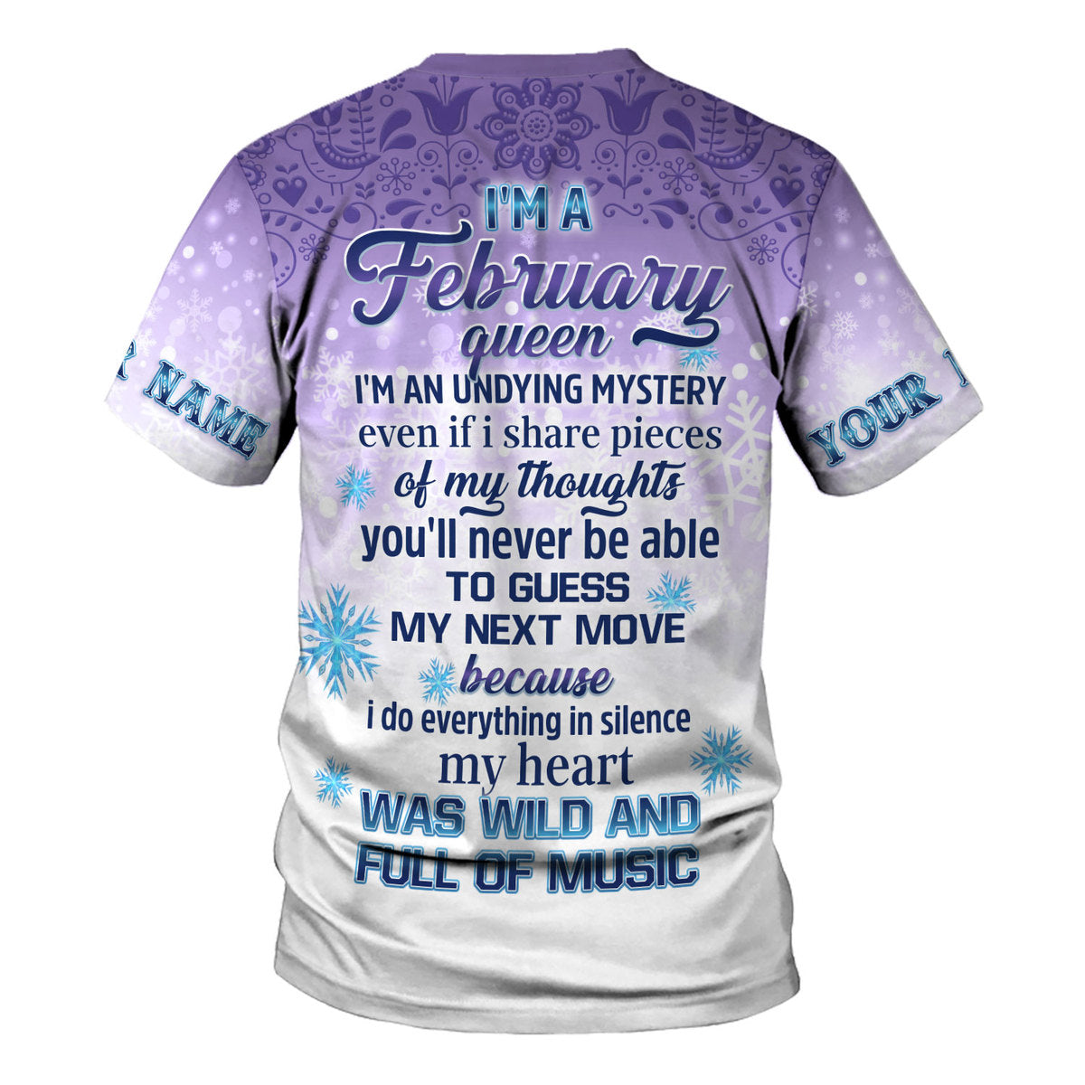 CustomsPig Personalized Tops I'm A February Queen All Over Printed