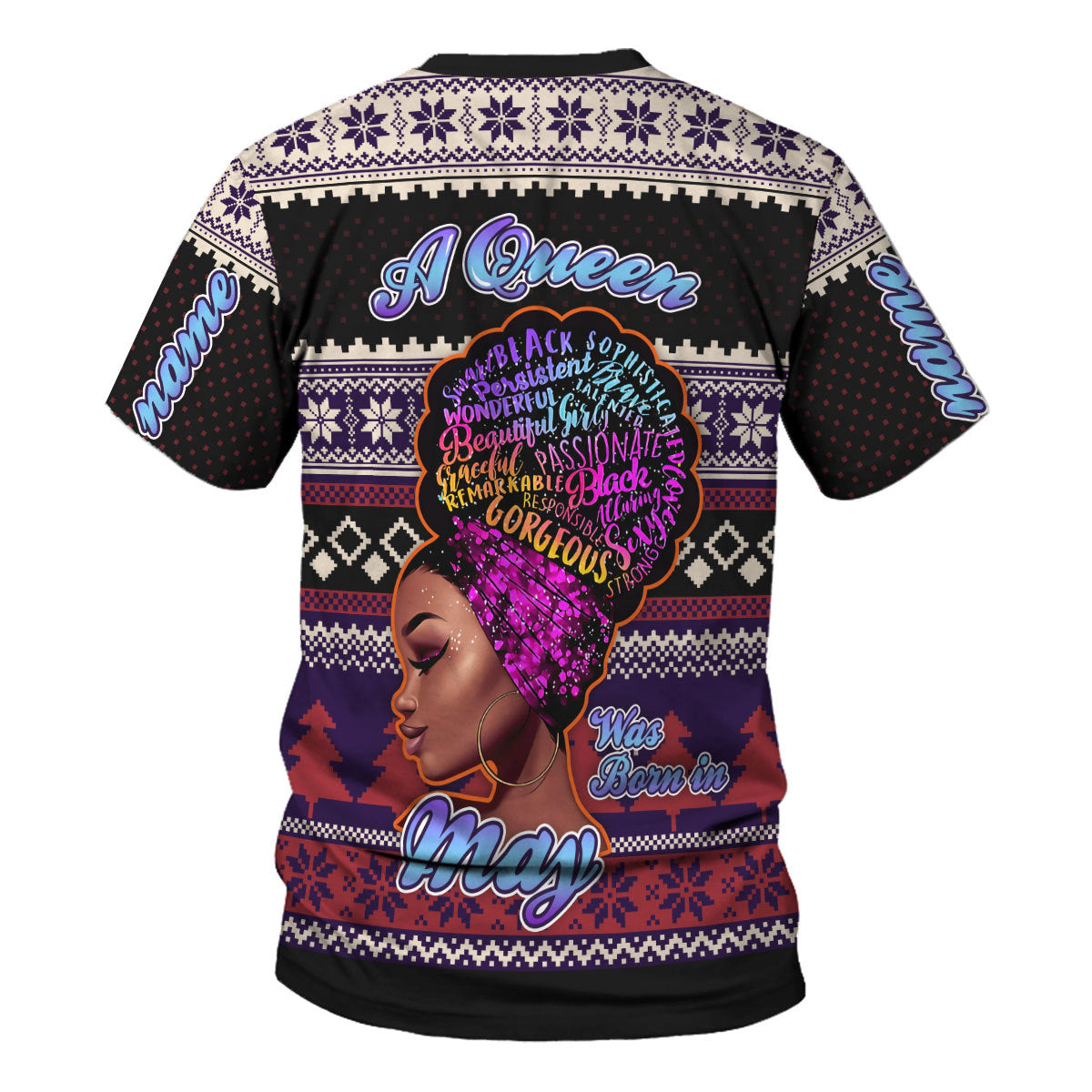 CustomsPig Personalized T-shirt A Queen Was Born In May All Over Printed