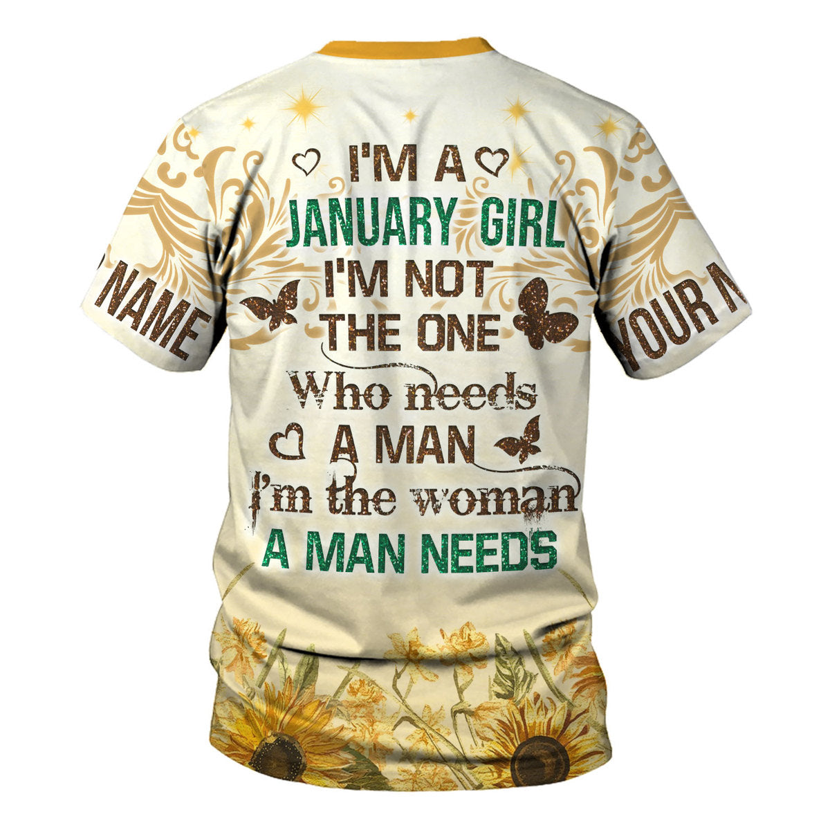 CustomsPig Personalized T-Shirt January Girl All Over Printed