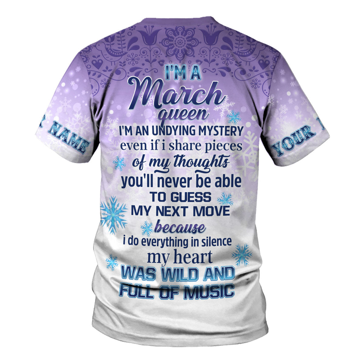 CustomsPig Personalized Tops I'm A March Queen All Over Printed