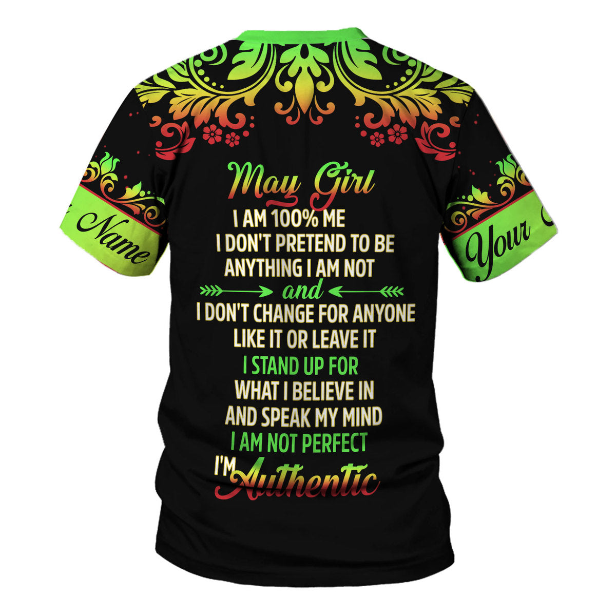 CustomsPig Personalized T-Shirt May Girl I Am 100% Me All Over Printed
