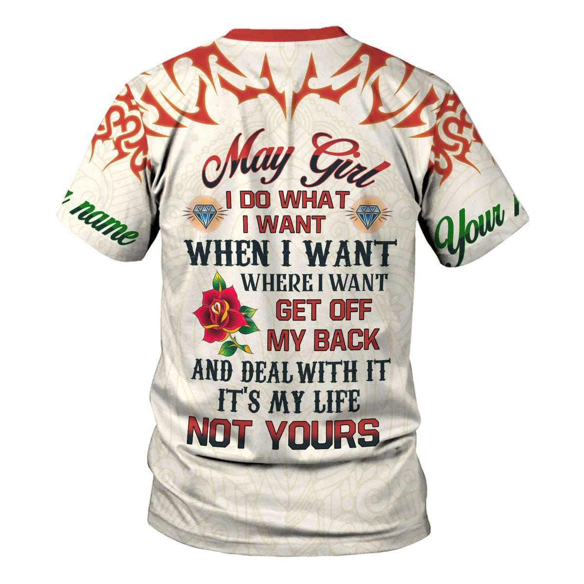 CustomsPig Personalized T-Shirt May Girl I Do What I Want All Over Printed